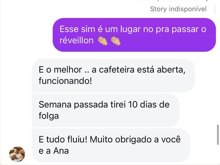 Mensagem de aluno: tirou 10 dias de folga e tudo fluiu